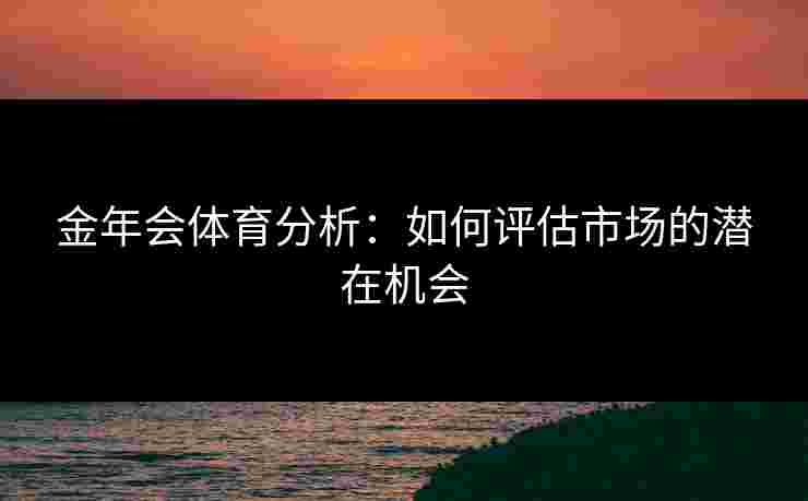 金年会体育分析：如何评估市场的潜在机会