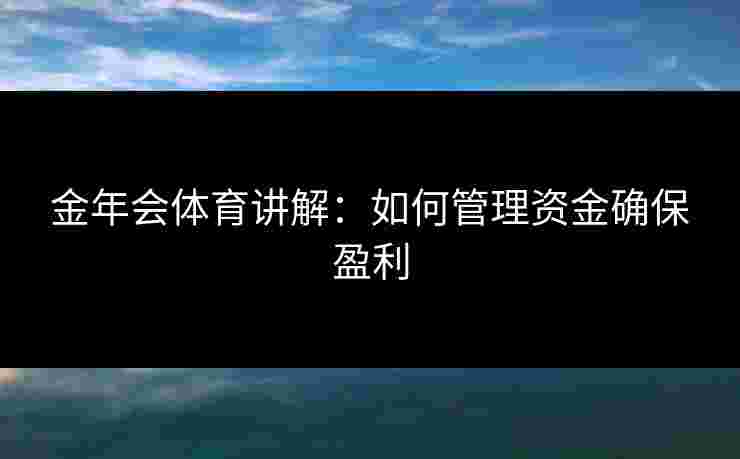 金年会体育讲解：如何管理资金确保盈利
